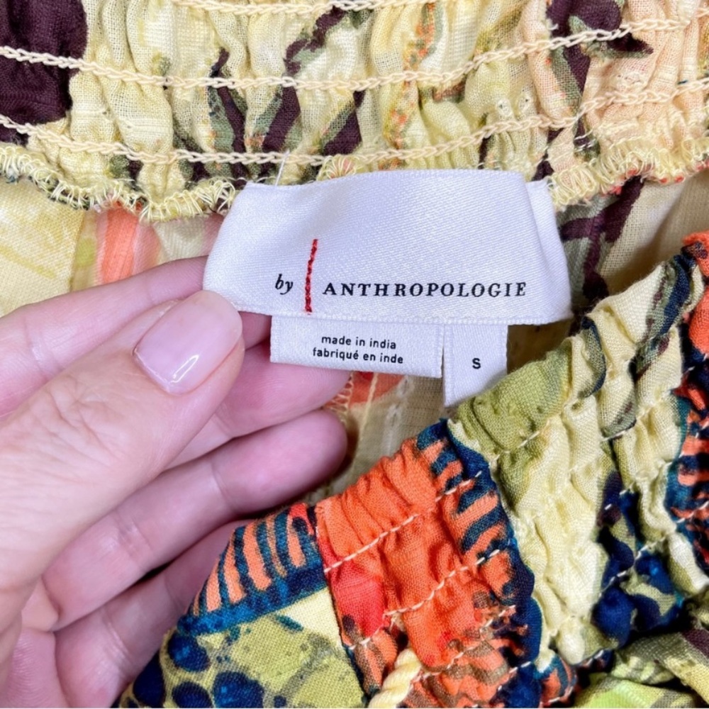 New Anthropologie Amaranth Gauzy Wide Leg Smocked Summer Beach Resort Pants S - Picture 6 of 8